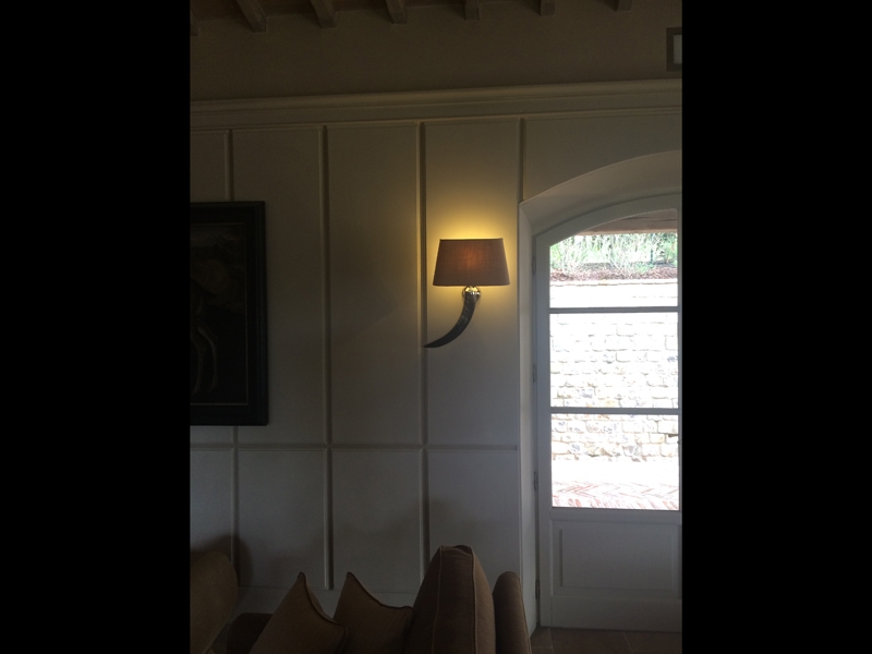 wall lamp real horn ZEBU, in brass nichel plated